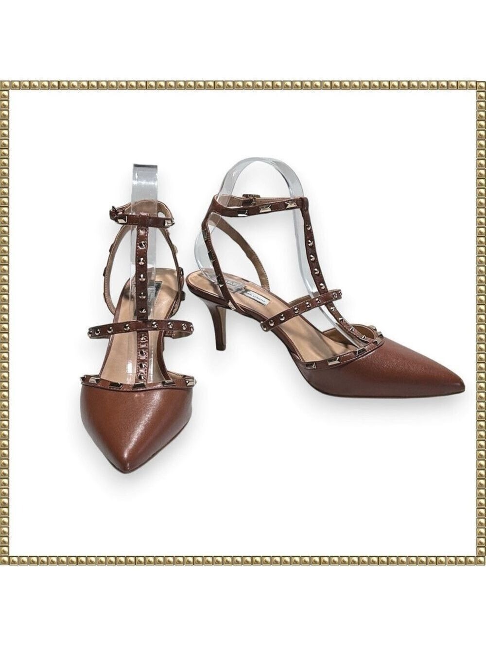INC International Concepts Tan Studded Ankle Strap Pumps Size 9
